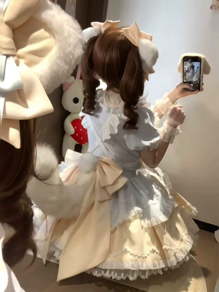 Sweet Tea Girl - Sweet Tea Girl - Sweet Lolita Cat-Themed Short Sleeve OP Dress