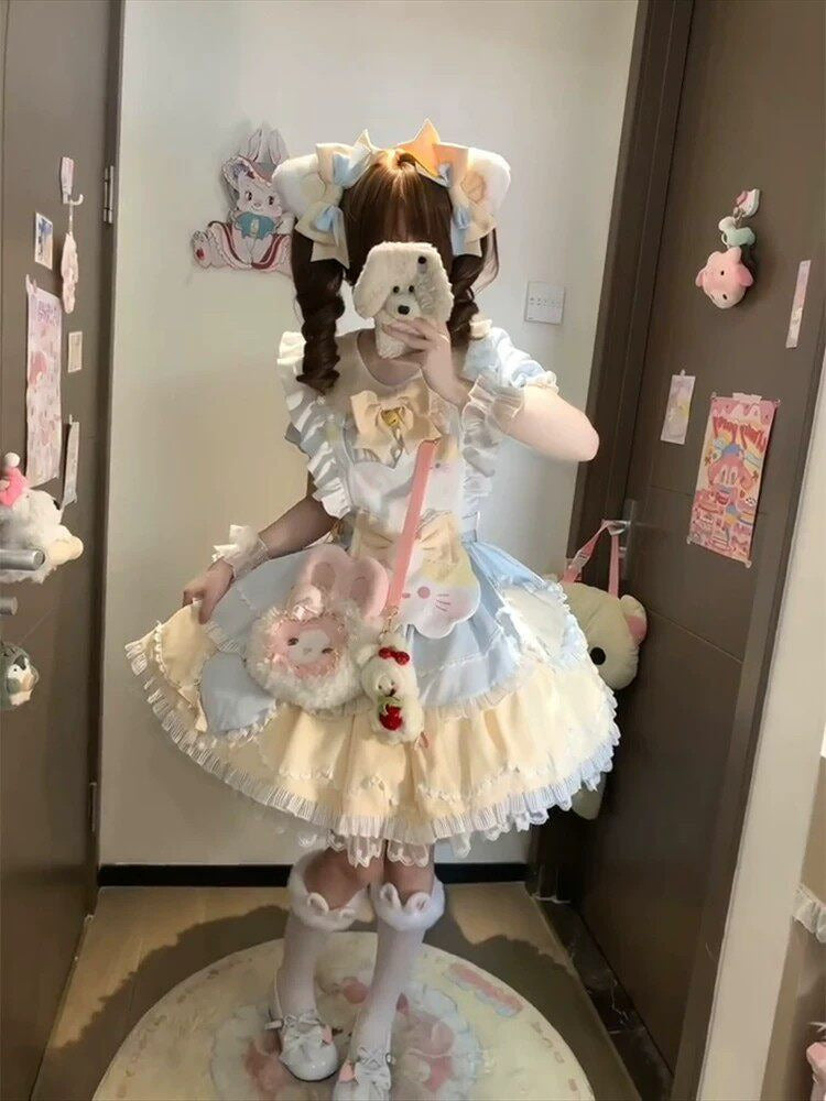 Sweet Tea Girl - Sweet Tea Girl - Sweet Lolita Cat-Themed Short Sleeve OP Dress