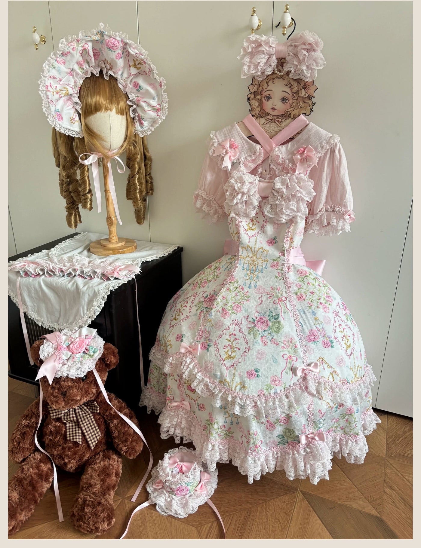 Tata Long Ear - 2025 Spring Vintage Floral Lolita - Tiered sweetheart