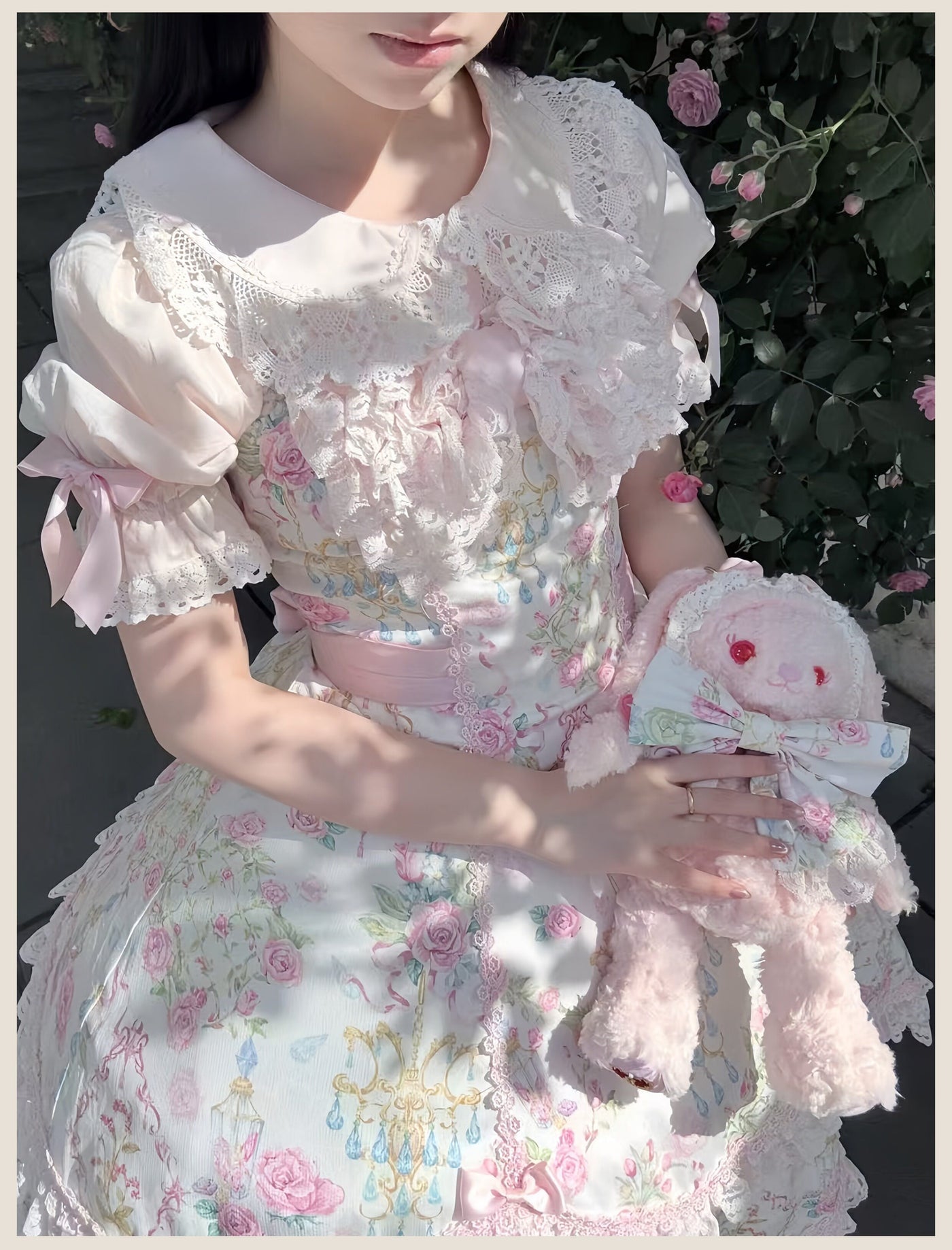 Tata Long Ear - 2025 Spring Vintage Floral Lolita - Tiered sweetheart