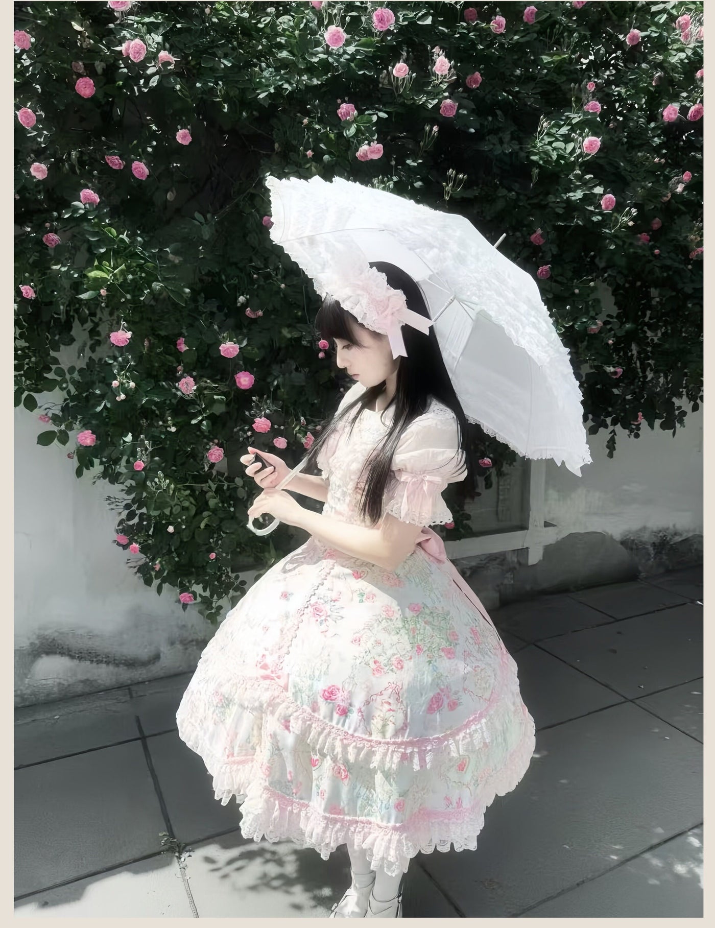 Tata Long Ear - 2025 Spring Vintage Floral Lolita - Tiered sweetheart