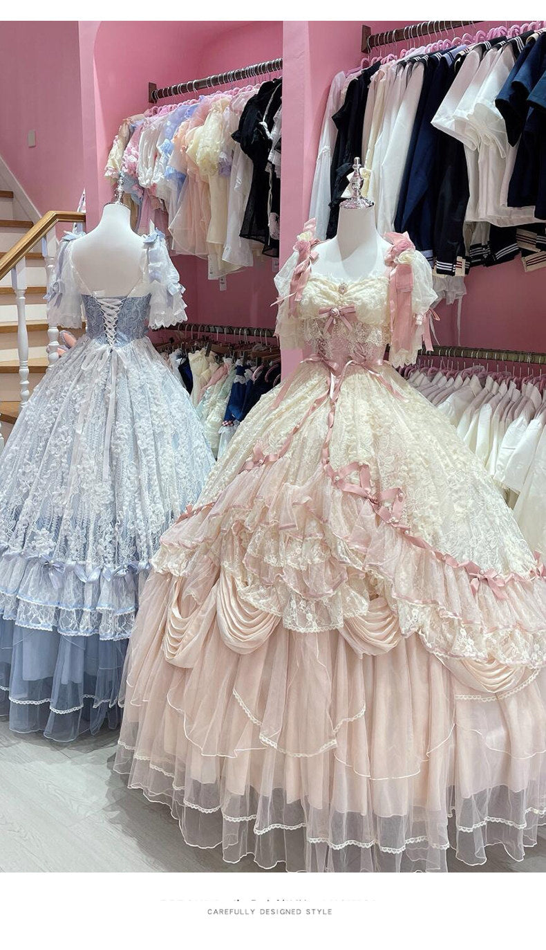Emoji Dream - Lolita Formal Ball Gown Dress - Light blue long-length