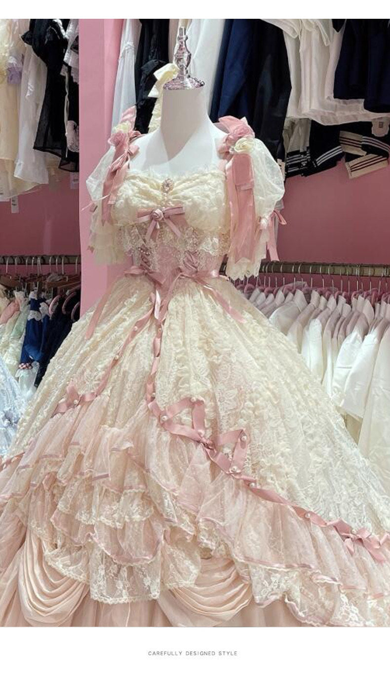Emoji Dream - Lolita Formal Ball Gown Dress - Light blue long-length