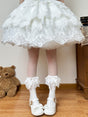 Chaussettes blanches, nœud blanc à pois / Taille unique