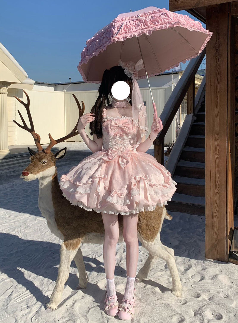 Creamy - Balletcore Sweet Lolita - Pink short-sleeve JSK