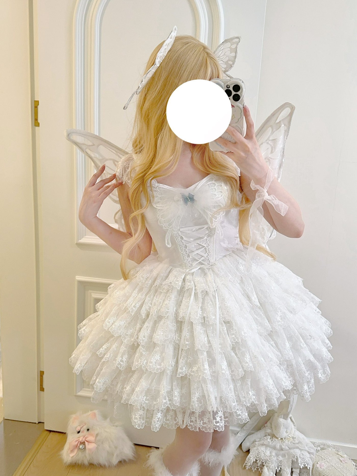 Alice - Butterfly Anthropomorphic Sweet Lolita Dress - White short