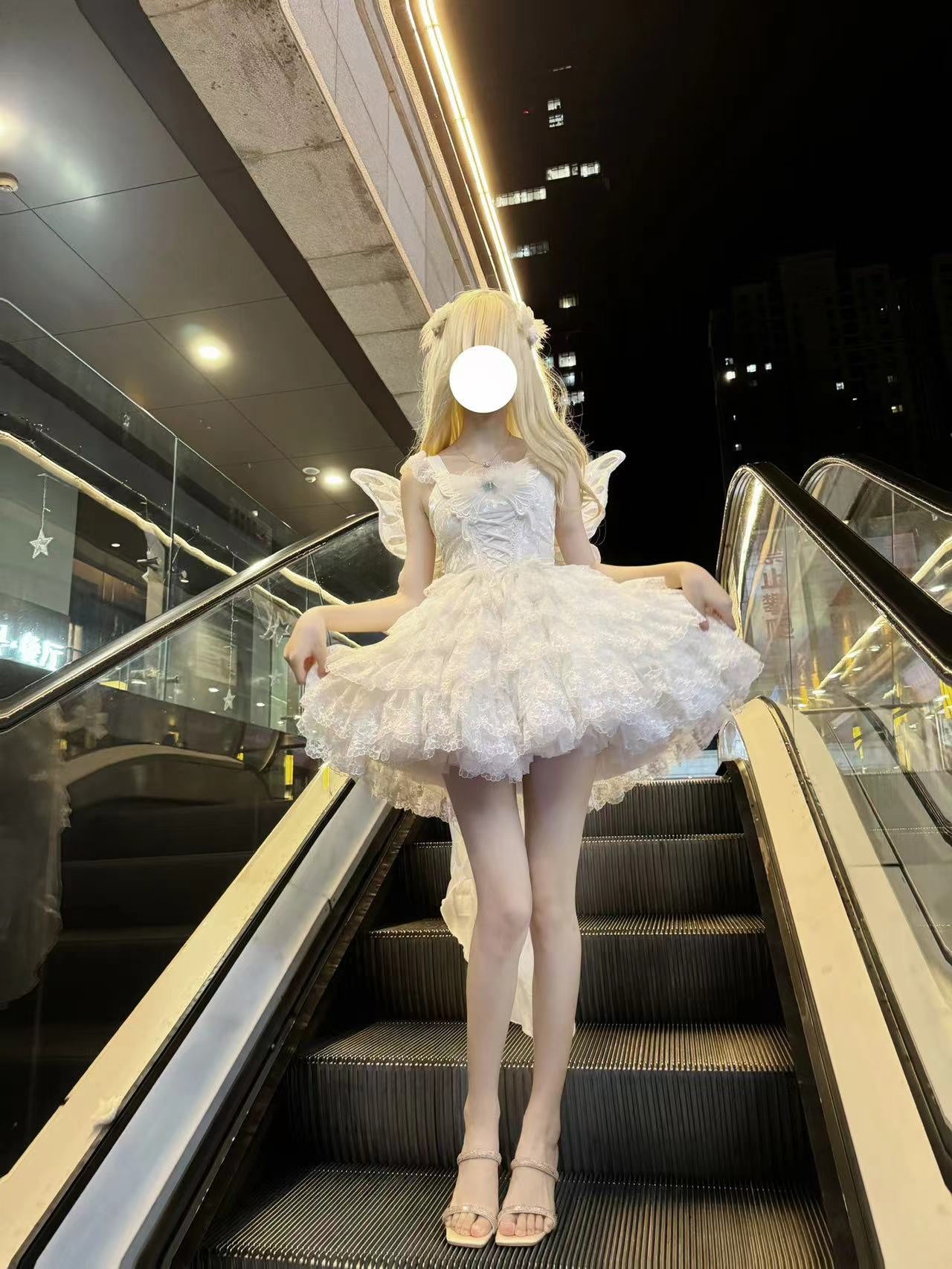 Alice - Butterfly Anthropomorphic Sweet Lolita Dress - White short