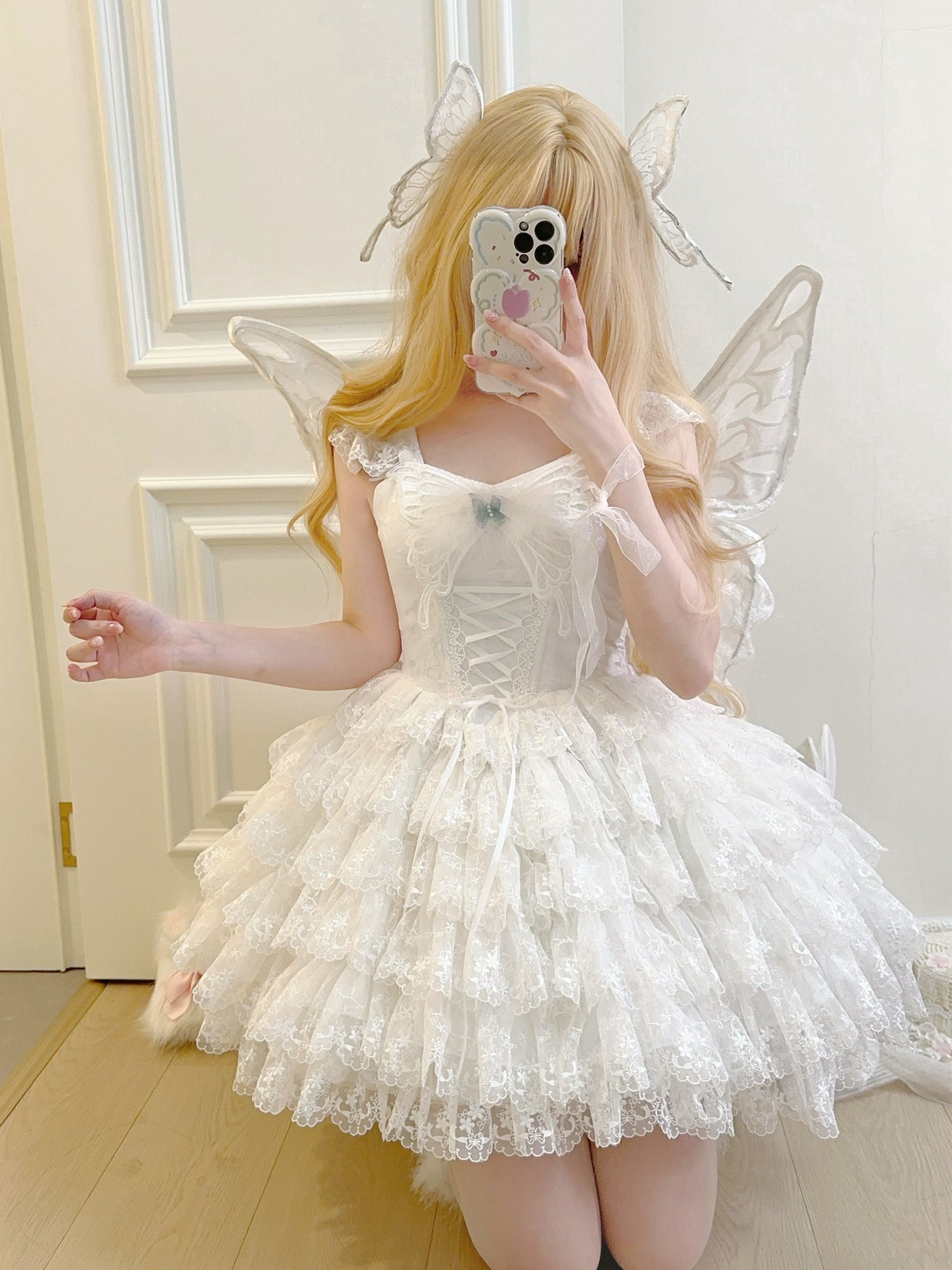 Alice - Butterfly Anthropomorphic Sweet Lolita Dress - White short