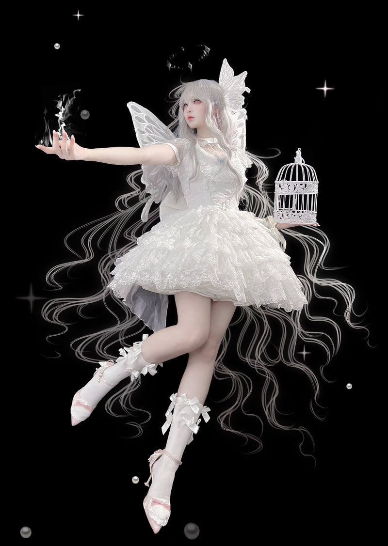 Alice - Butterfly Anthropomorphic Sweet Lolita Dress - White short