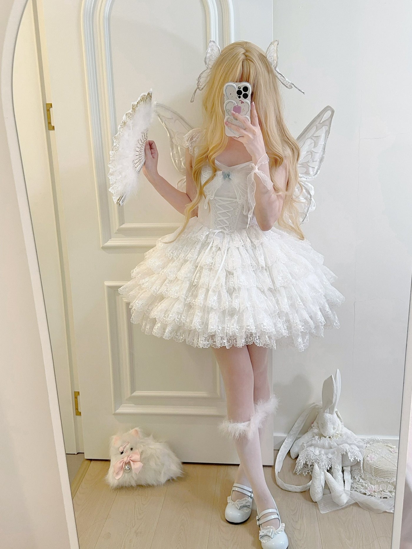 Alice - Butterfly Anthropomorphic Sweet Lolita Dress - White short