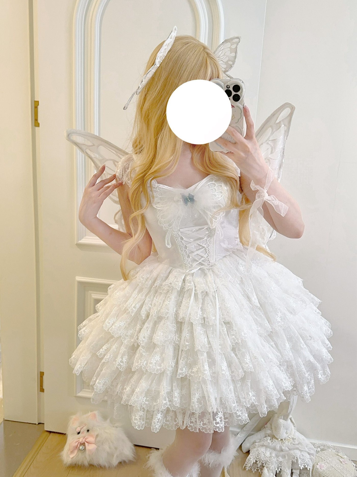 Alice - Butterfly Anthropomorphic Sweet Lolita Dress - White short
