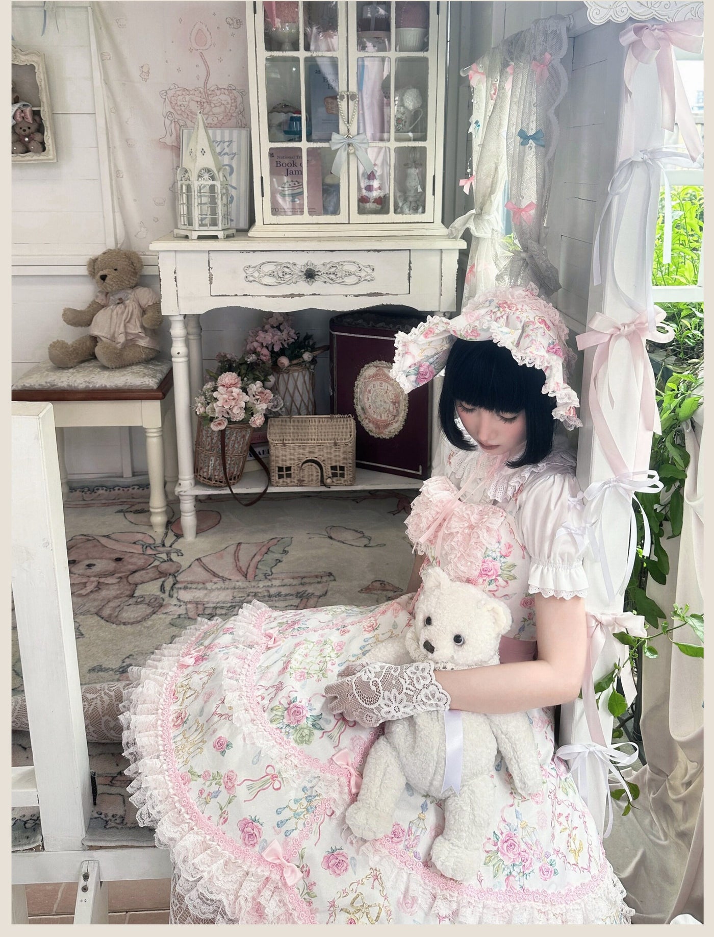 Tata Long Ear - 2025 Spring Vintage Floral Lolita - Tiered sweetheart