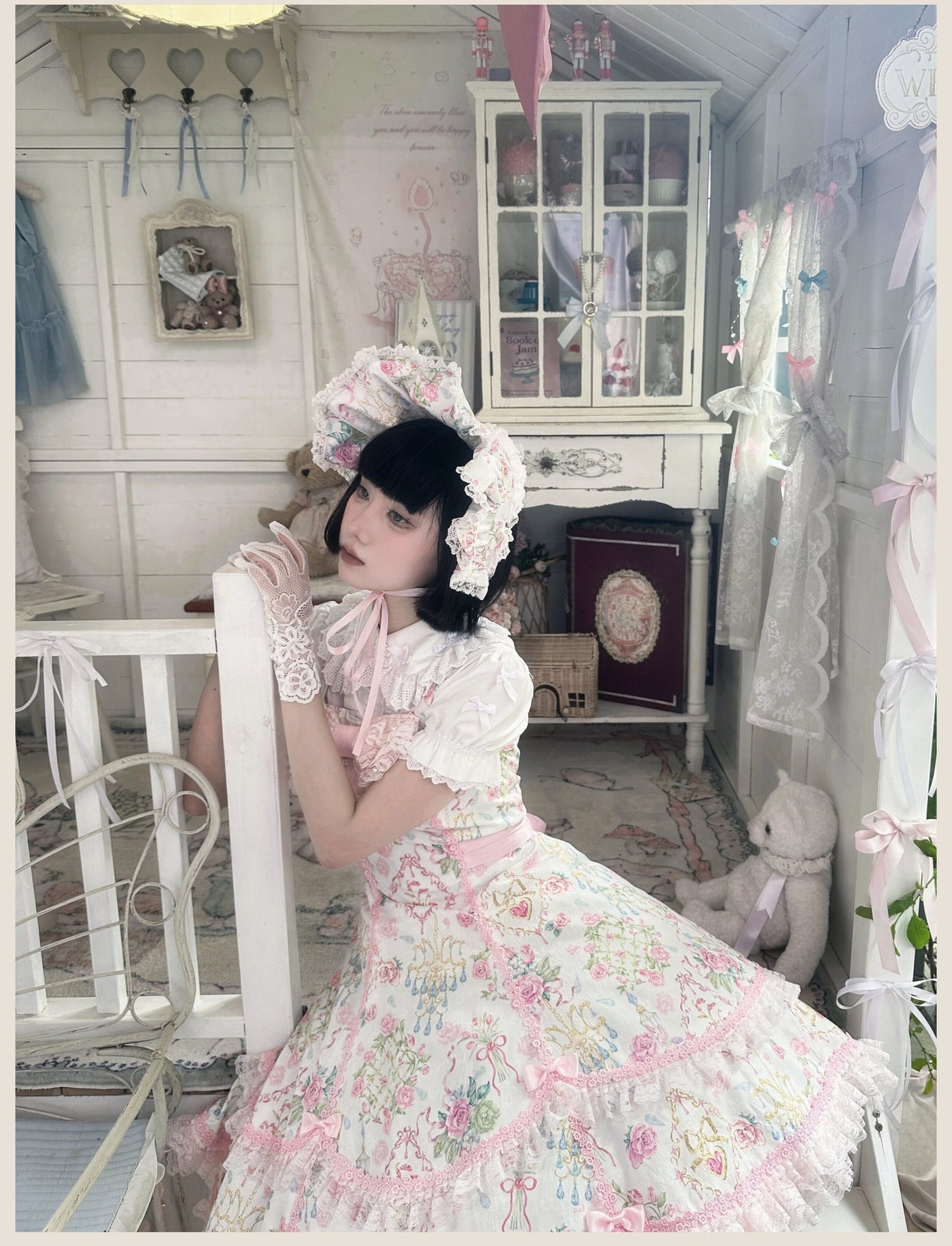 Tata Long Ear - 2025 Spring Vintage Floral Lolita - Tiered sweetheart