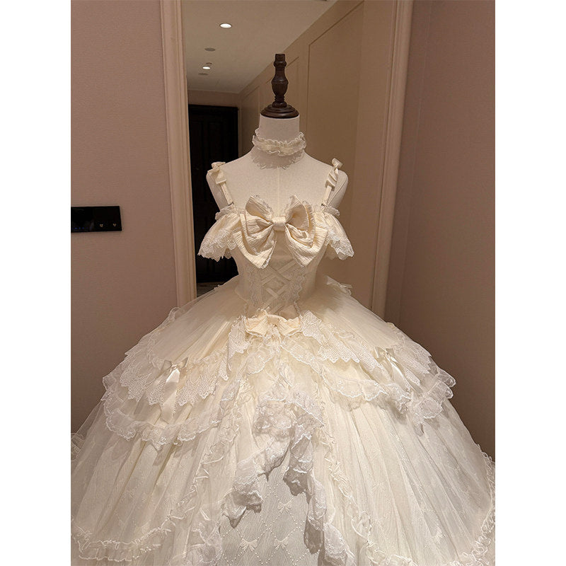 Flora Muse - Off-Shoulder Lolita Ballgown - Champagne formal lolita