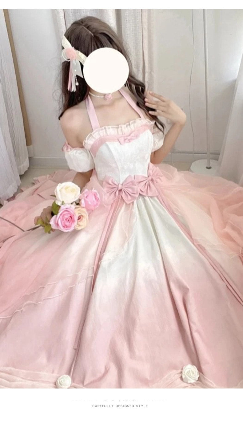 Emoji Dream - True Love's Kiss Lolita OP - Gradient pink off-shoulder