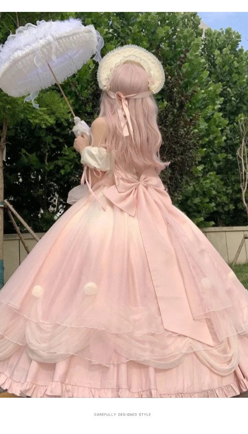 Emoji Dream - True Love's Kiss Lolita OP - Gradient pink off-shoulder