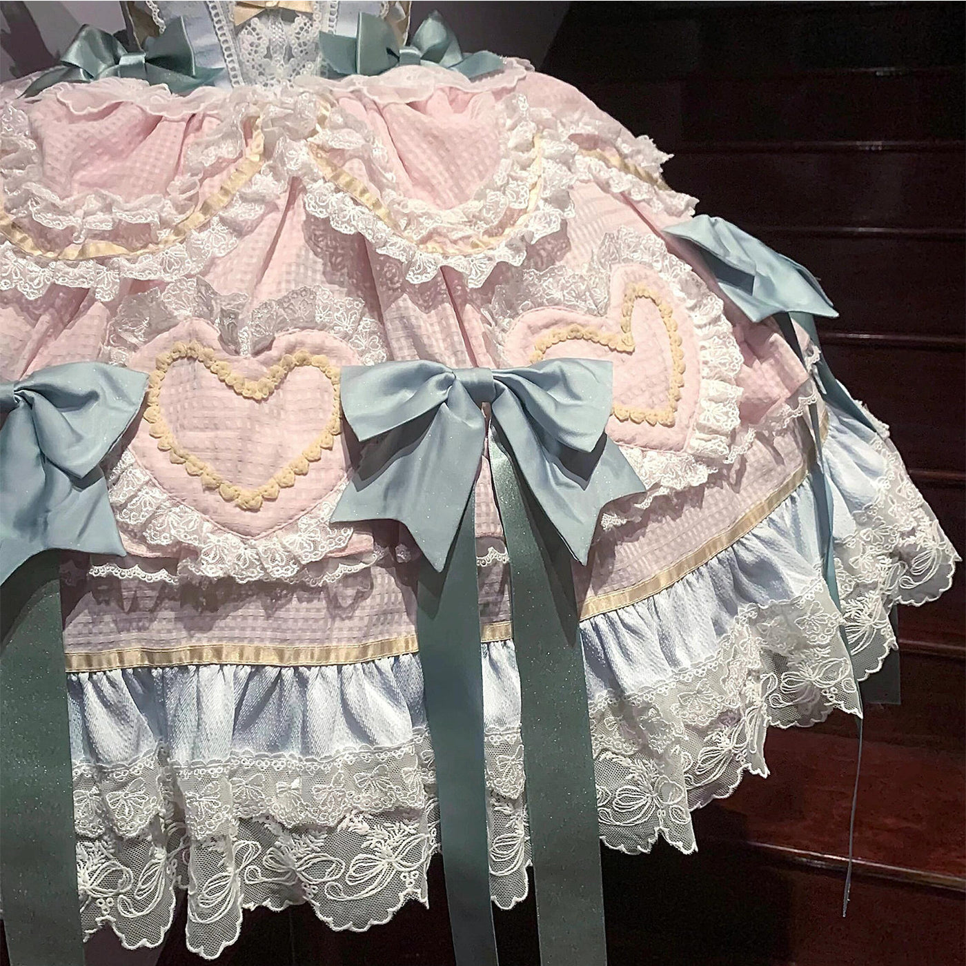 Creamy - Sweet Lolita JSK Dress - Mint green and pink JSK dress set