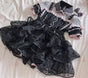 Schwarzer beflockter Organza / Größe S