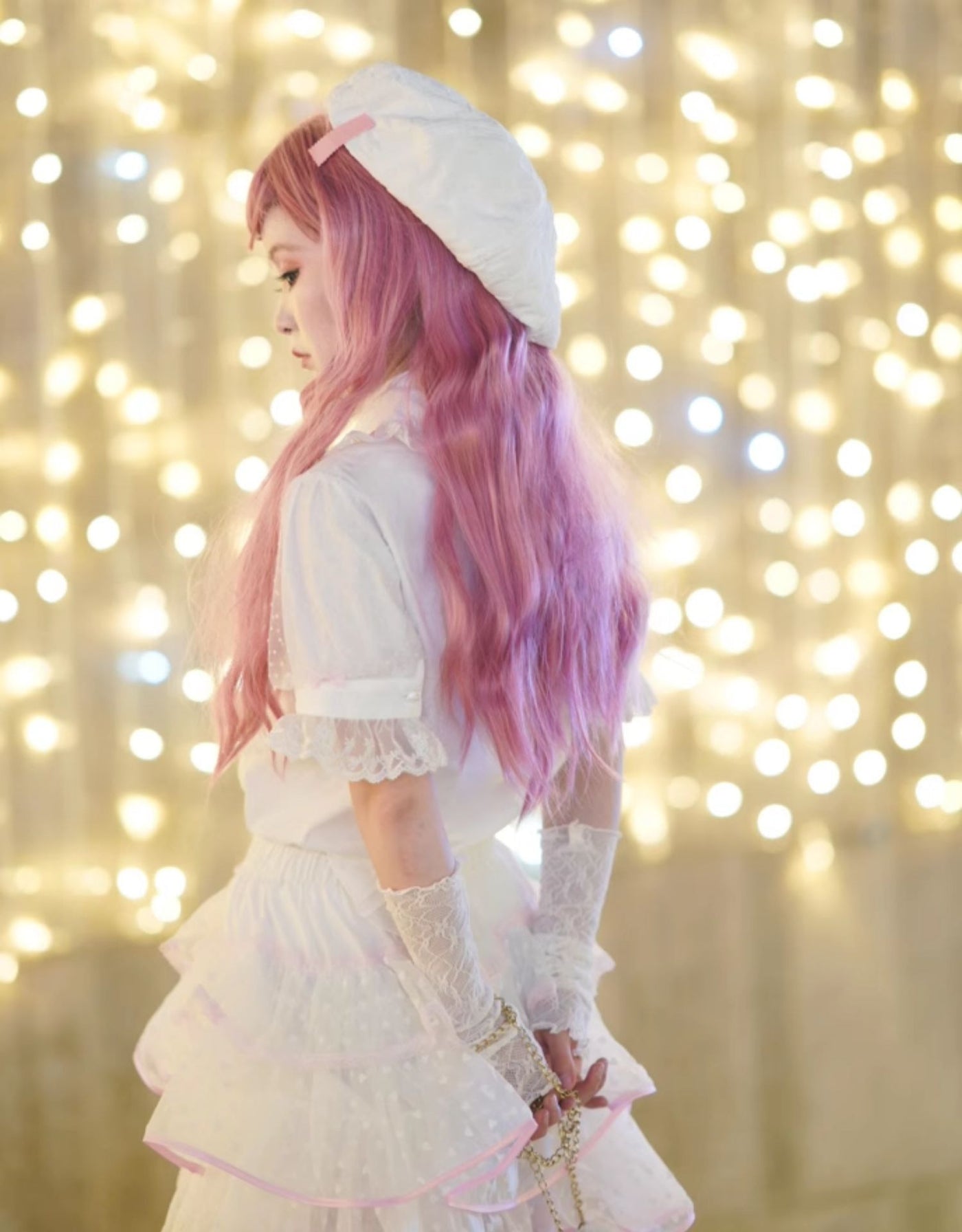 Garrot Bunny - Heart Flocked Organza Two-Piece Skort Set - Two-piece Lolita