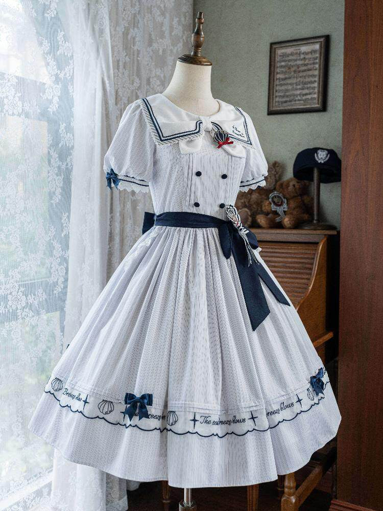 Baozi Pig - Sea Breeze Blows - Nautical OP Dress