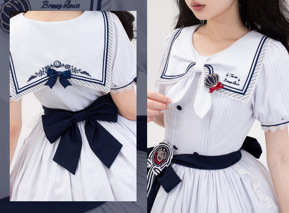 Baozi Pig - Sea Breeze Blows - Nautical OP Dress