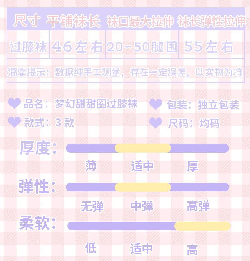 Milky Star Qiaoqiao - Dreamy Donut - Reversible Over-the-Knee Socks