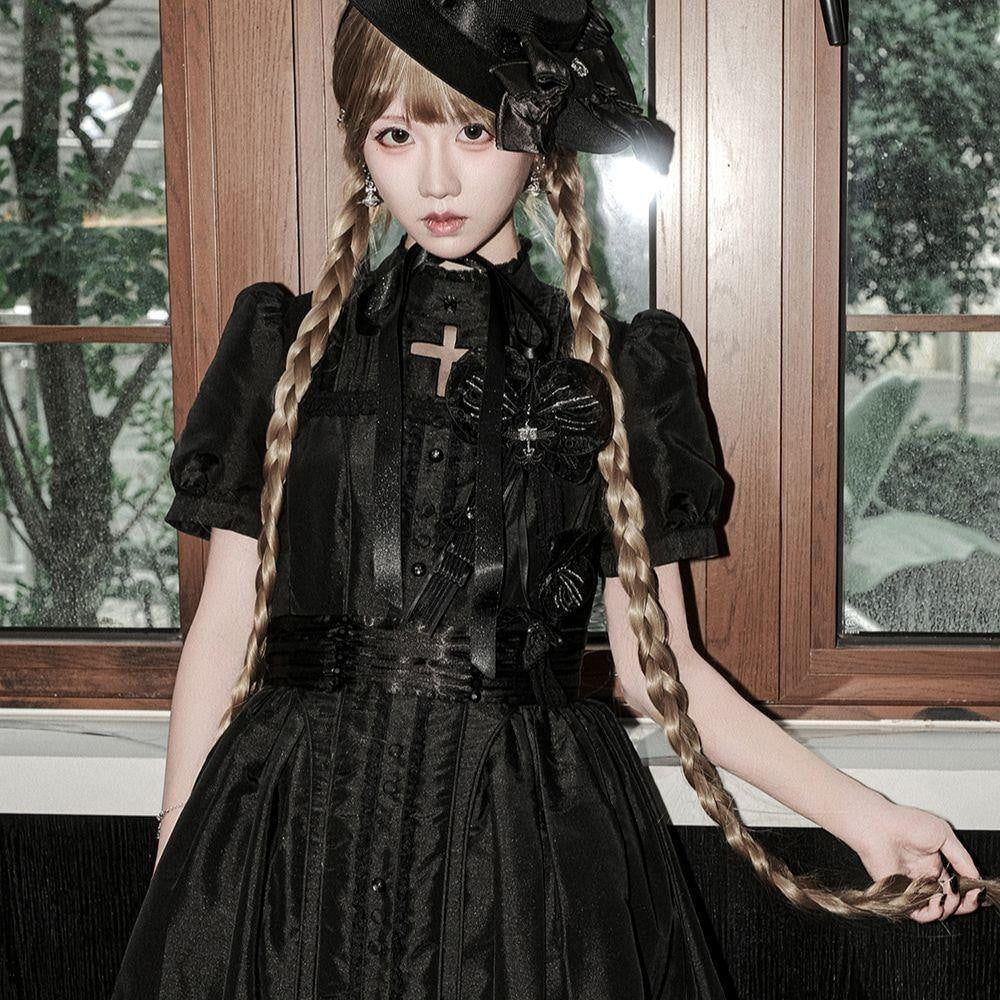 Sweetheart Dream Machine - Gothic Ceremony - High-Neck One-Piece Dress