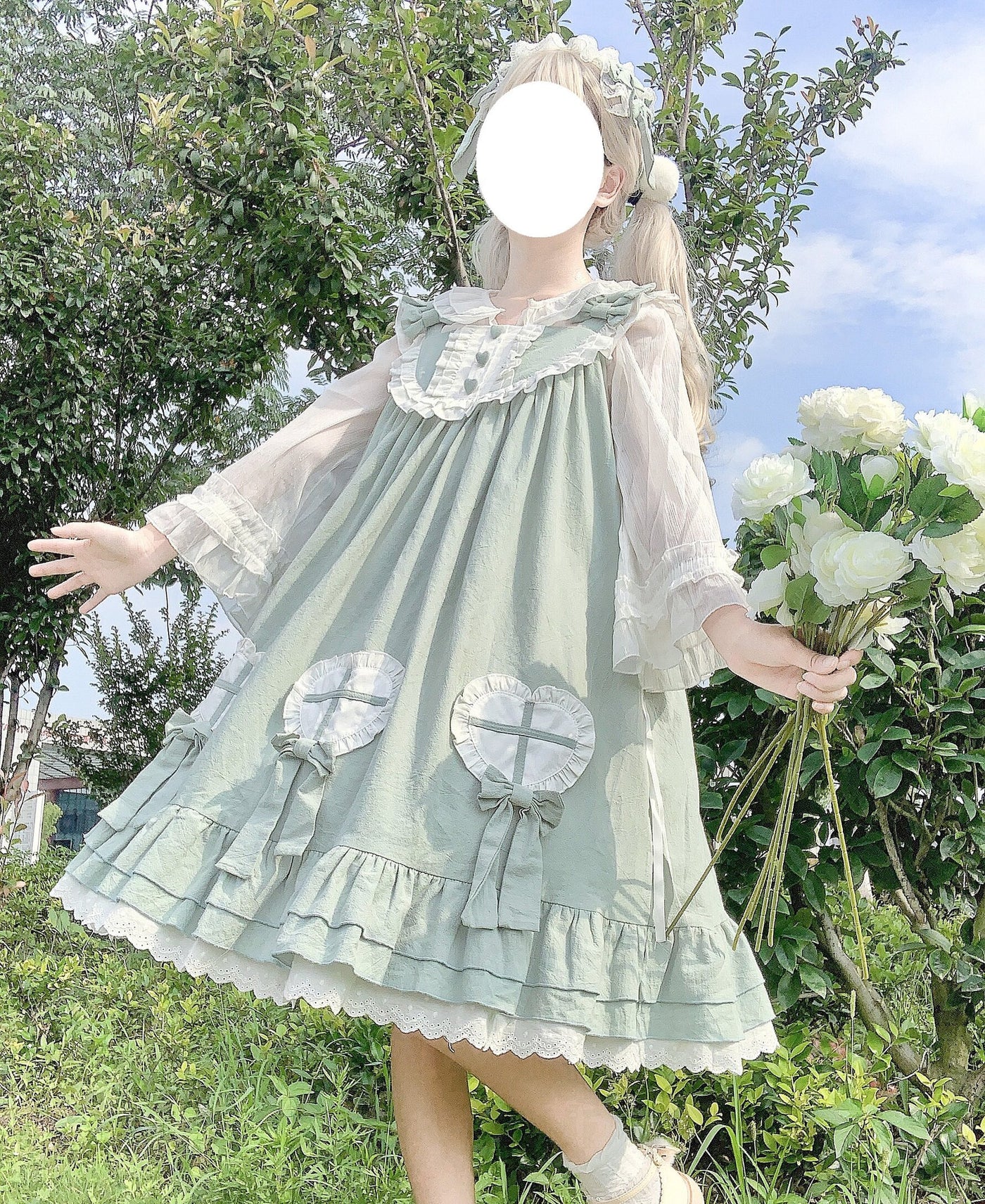 Tata Long Ear - Cute Ghost - Solid-Colour JSK Dress