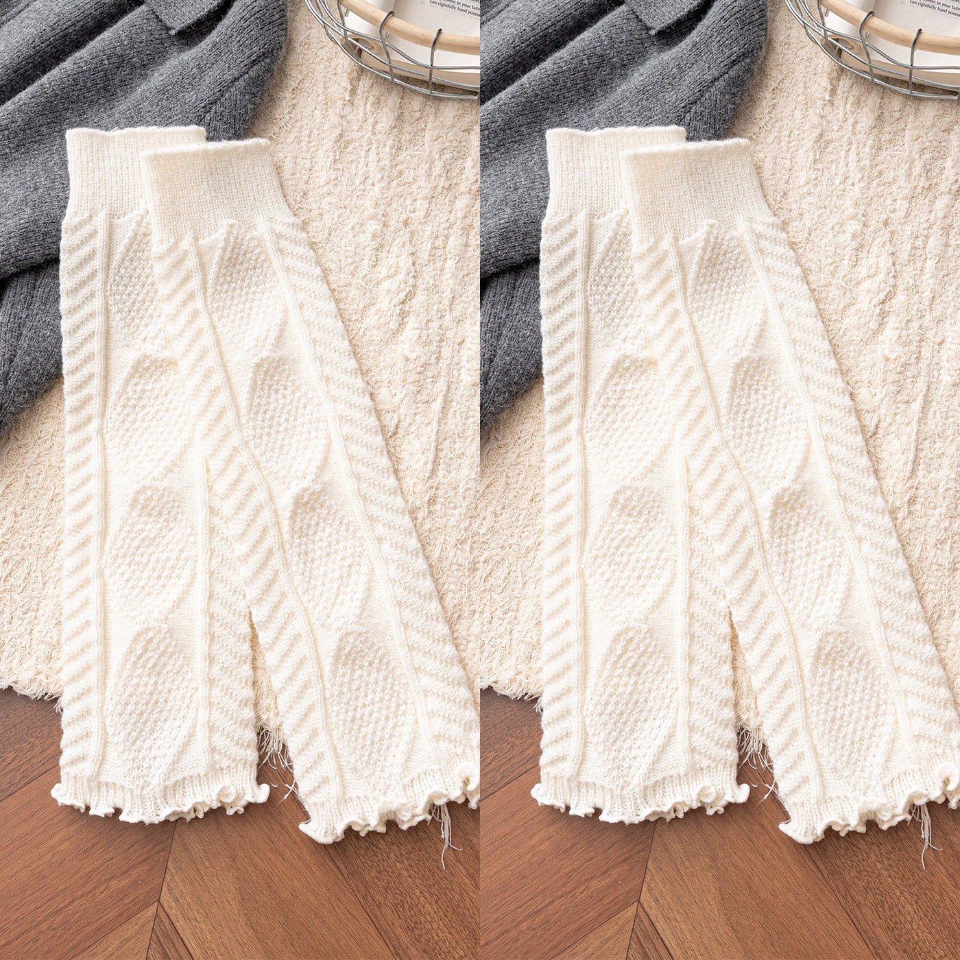 Floral Milk Cat - Cable Knit - 40 cm Leg Warmers
