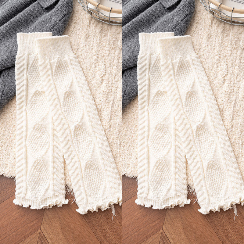 Floral Milk Cat - Cable Knit - 40 cm Leg Warmers
