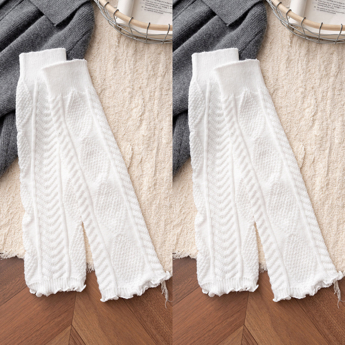 Floral Milk Cat - Cable Knit - 40 cm Leg Warmers