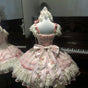 Robe salopette JSK rose + traîne (jupon inclus) / S