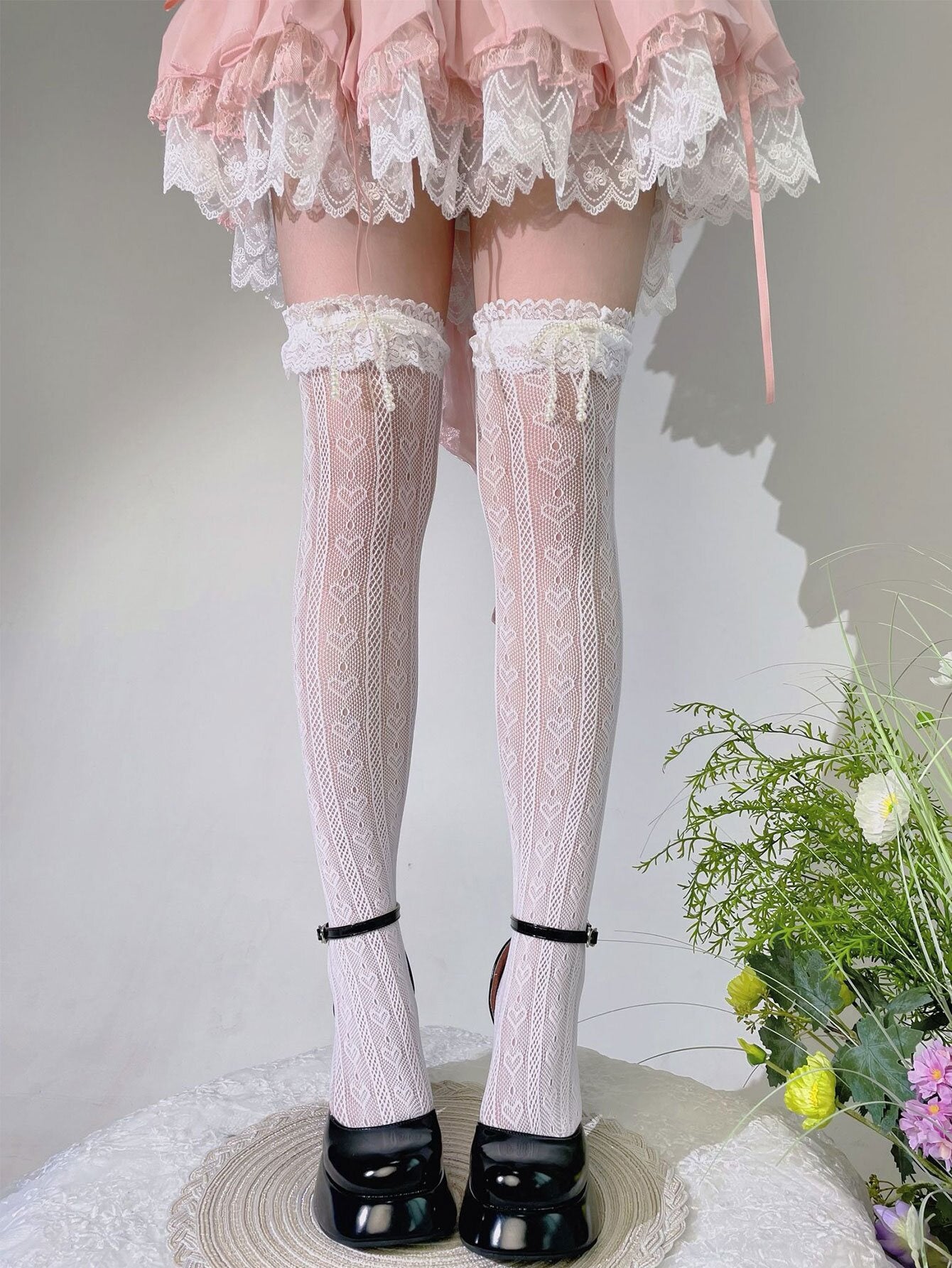 Fantasy Doll - Pearl Lace - Over-the-Knee Socks