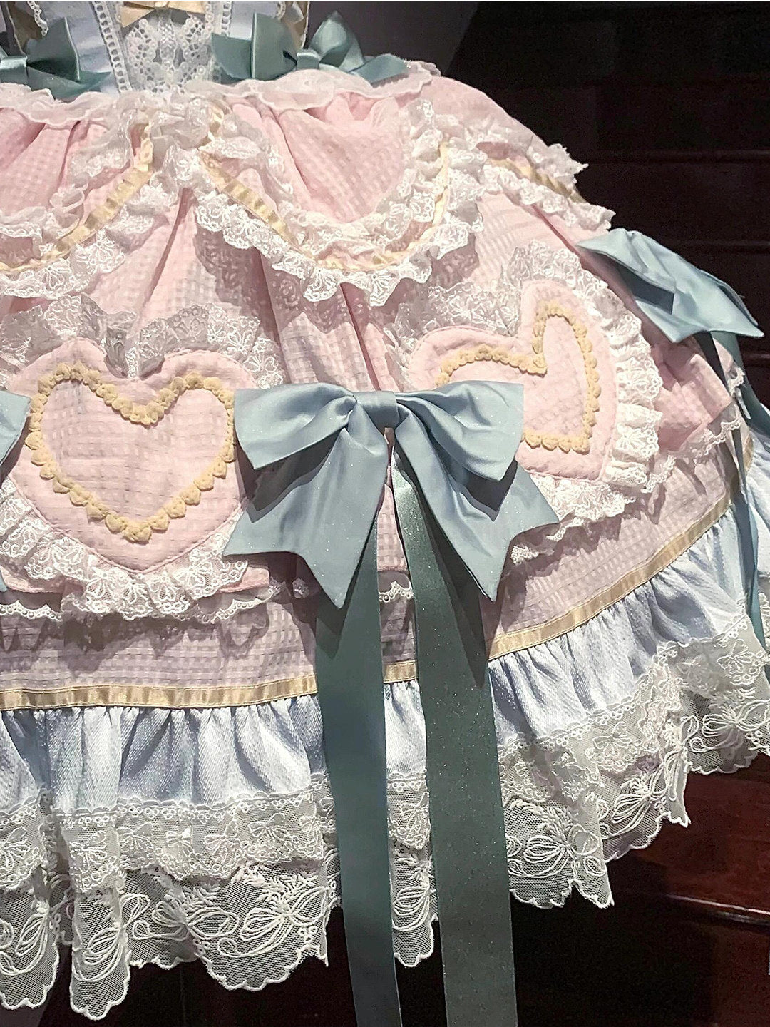 Creamy - Mint Pink Hearts - Mint-and-Pink JSK Dress Set with Heart Panels