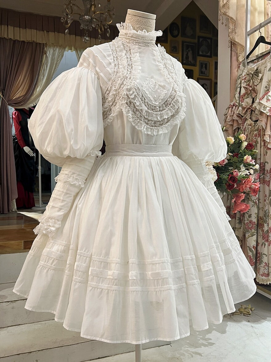 LACE GARDEN - Cold Summer - Victorian Blouse with Lace Bib and Skirt Set Options