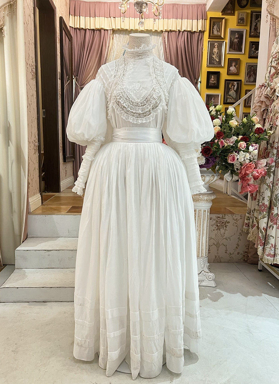 LACE GARDEN - Cold Summer - Victorian Blouse with Lace Bib and Skirt Set Options