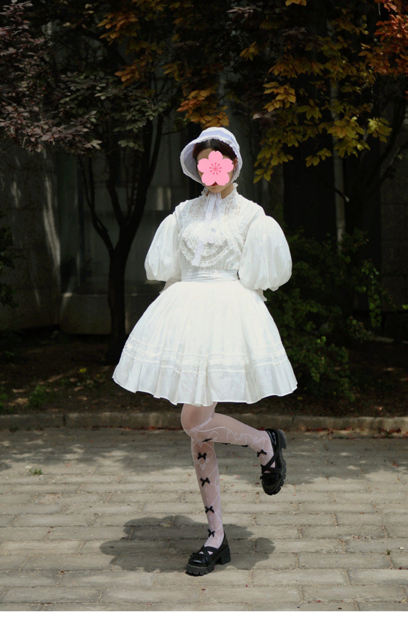LACE GARDEN - Cold Summer - Victorian Blouse with Lace Bib and Skirt Set Options