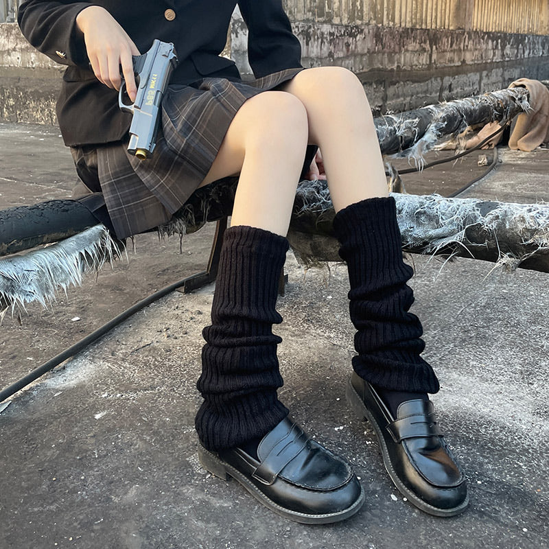 Floral Milk Cat - Striped Star - Knit Leg Warmers and Sock Covers