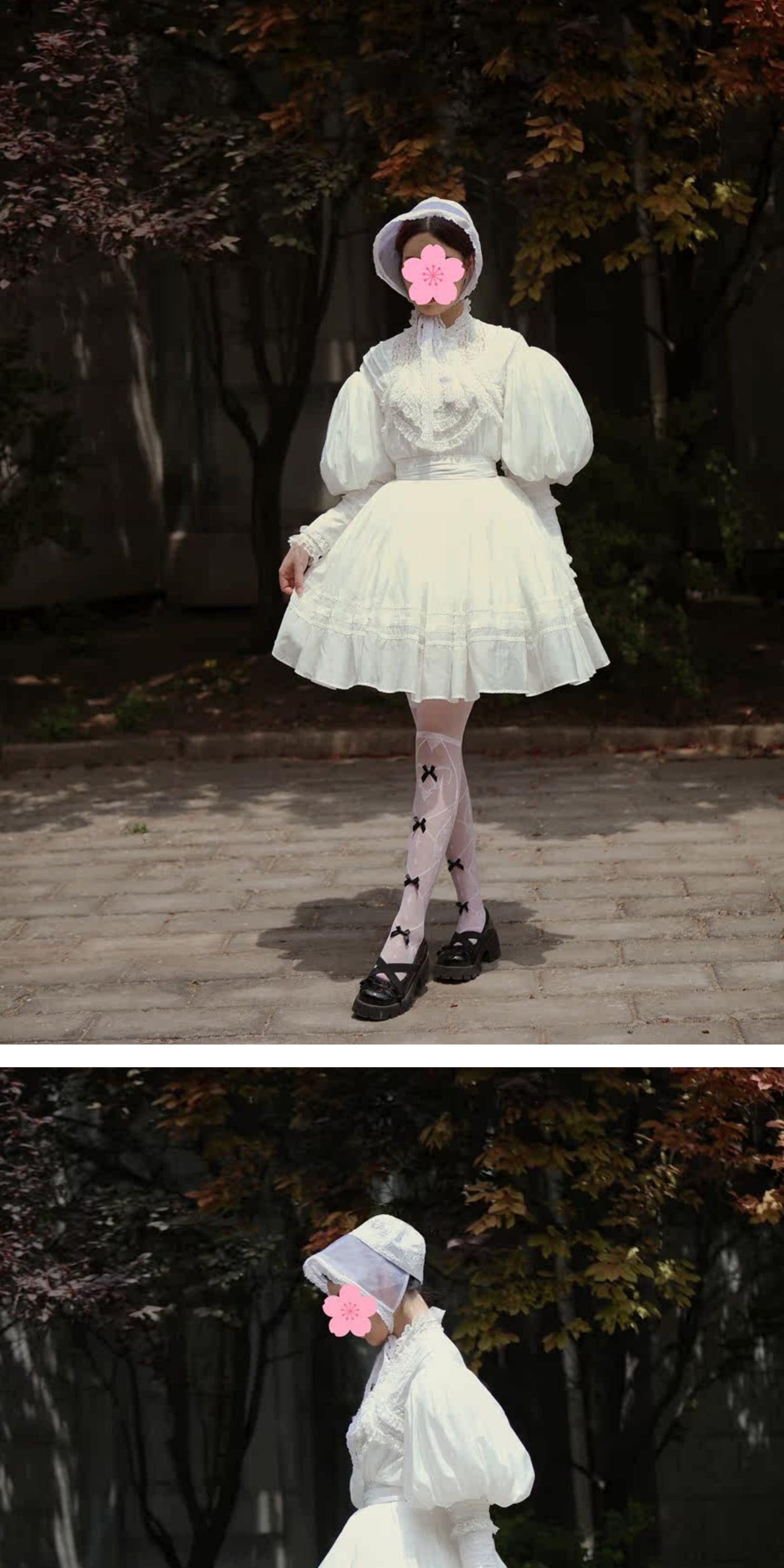 LACE GARDEN - Cold Summer - Victorian Blouse with Lace Bib and Skirt Set Options