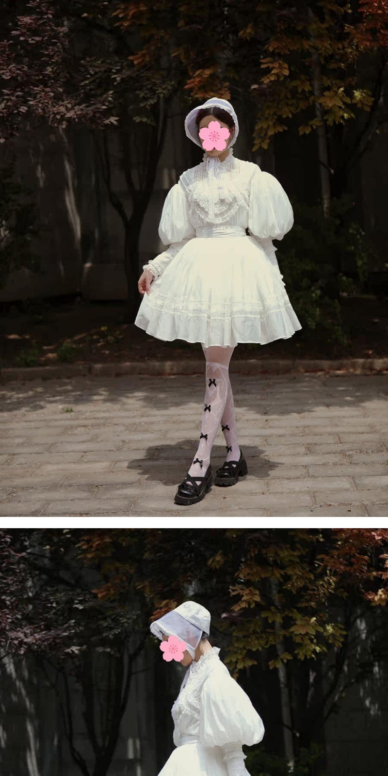 LACE GARDEN - Cold Summer - Victorian Blouse with Lace Bib and Skirt Set Options