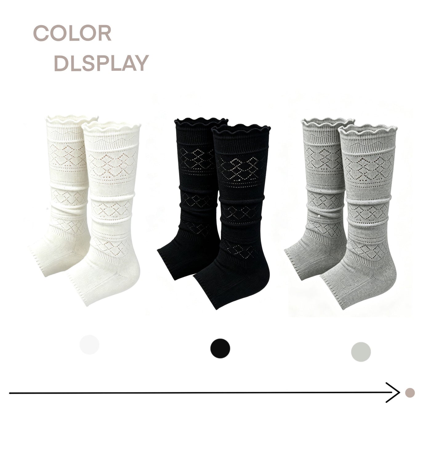 White Socks - Openwork Stacked - Footless Socks with Openwork Knit