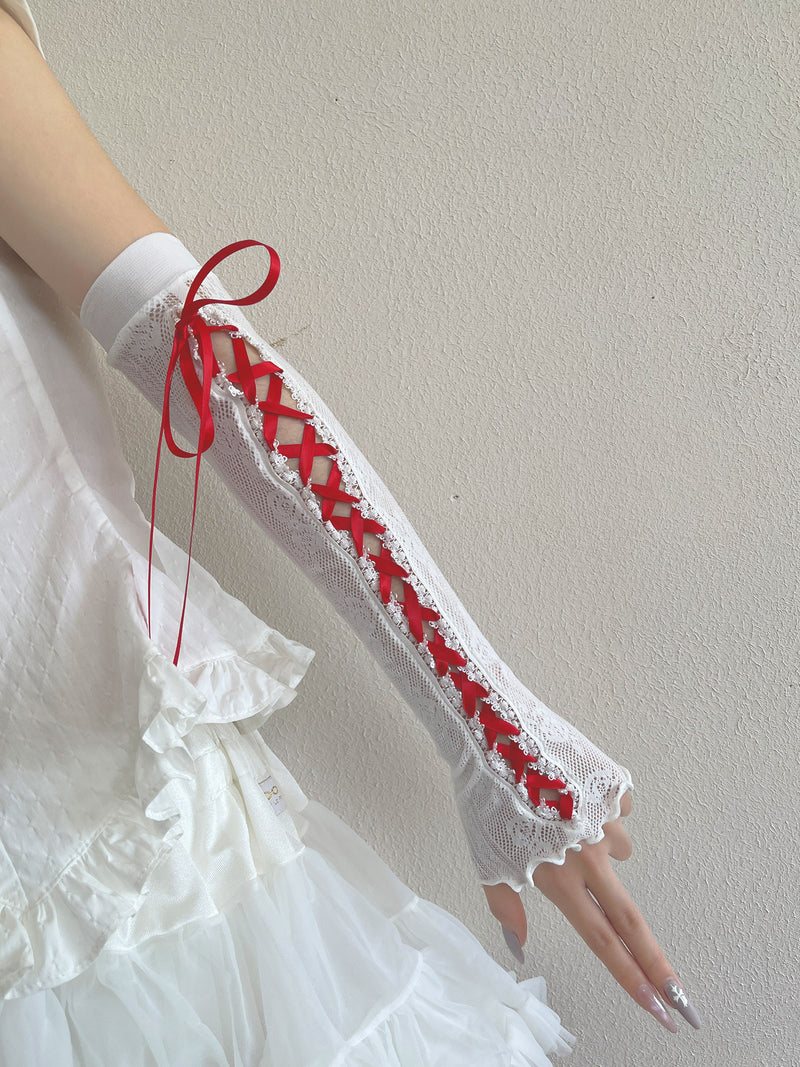 Sock Noble - Ballet Ribbon - Ribbon-Laced Lace Arm Sleeves
