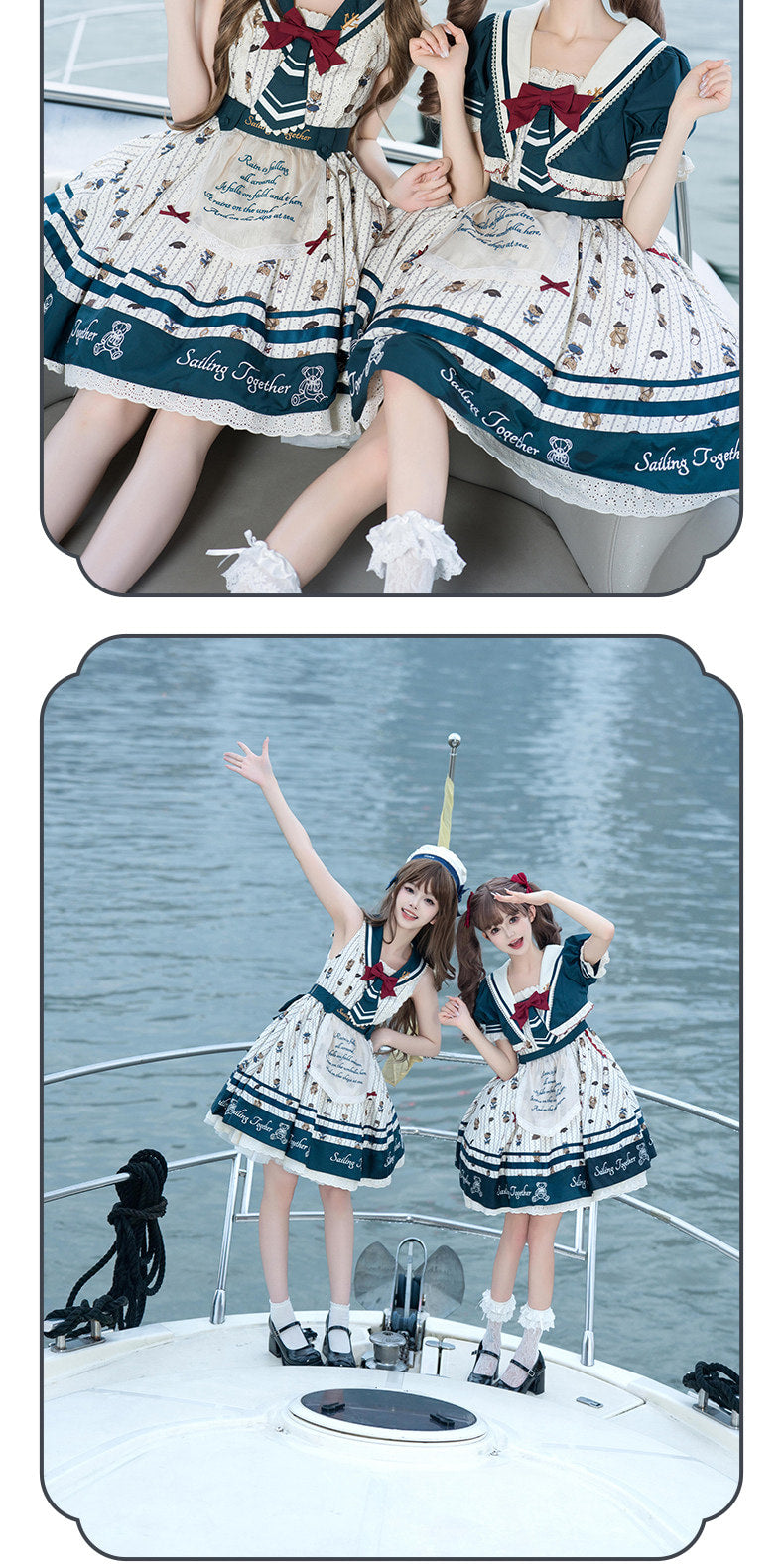 Inmorelli - Sailor Bear Corps - Nautical JSK Dress Set with Red Bow