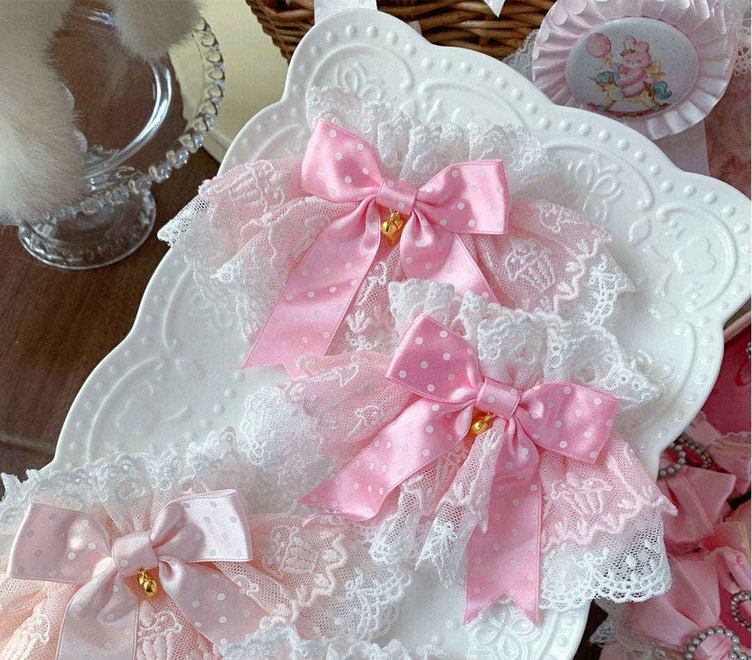 roji roji - Cake Lace - Polka-Dot Bow Wrist Cuffs