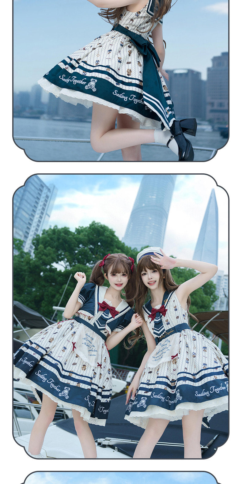 Inmorelli - Sailor Bear Corps - Nautical JSK Dress Set with Red Bow