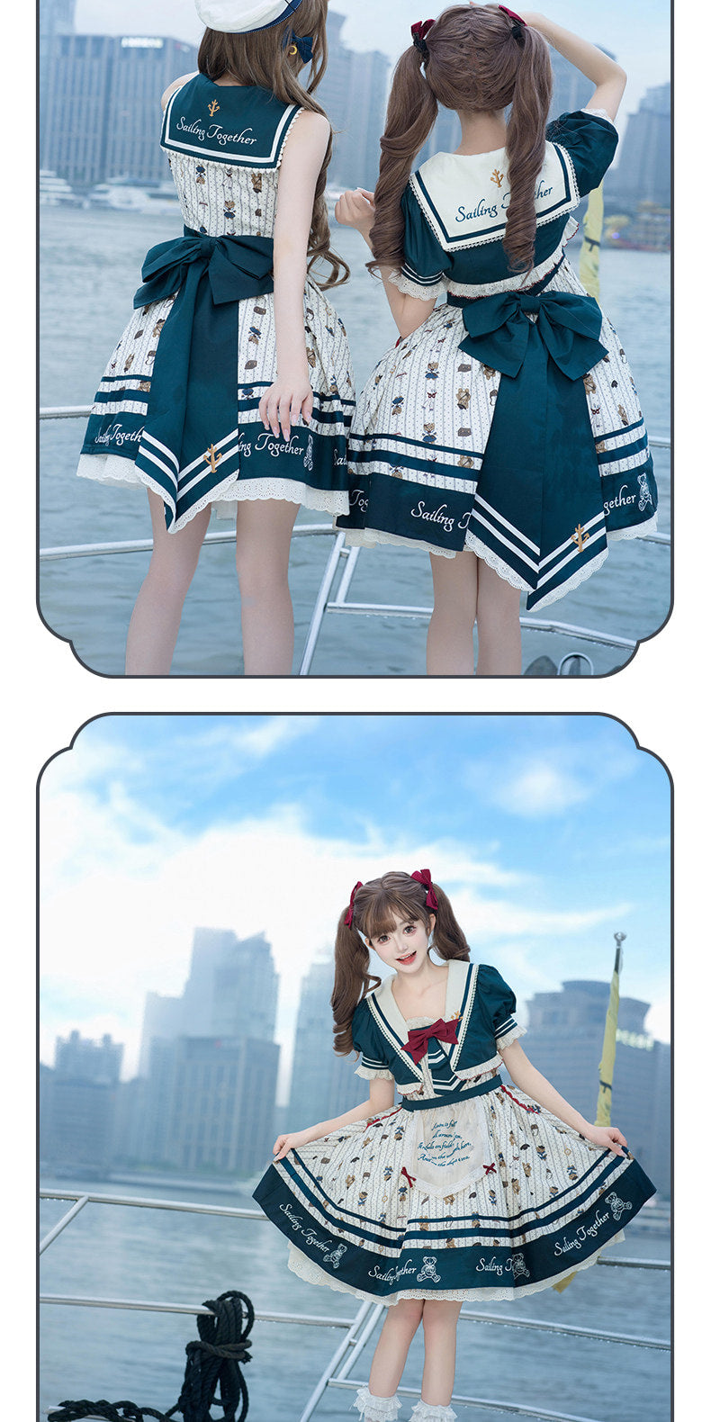 Inmorelli - Sailor Bear Corps - Nautical JSK Dress Set with Red Bow