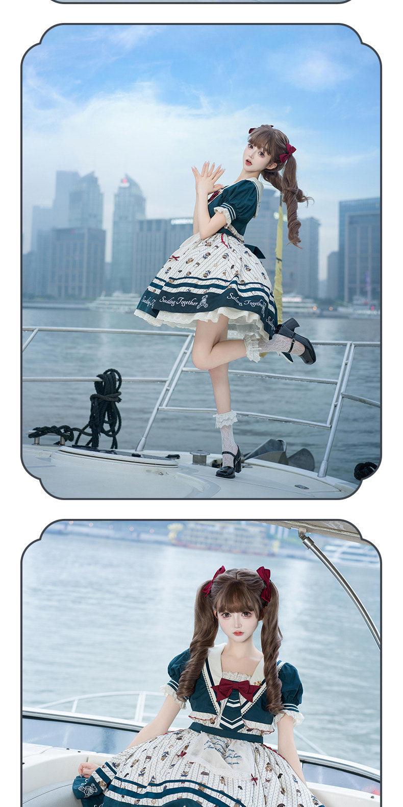 Inmorelli - Sailor Bear Corps - Nautical JSK Dress Set with Red Bow