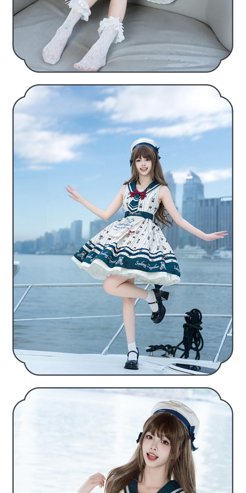 Inmorelli - Sailor Bear Corps - Nautical JSK Dress Set with Red Bow