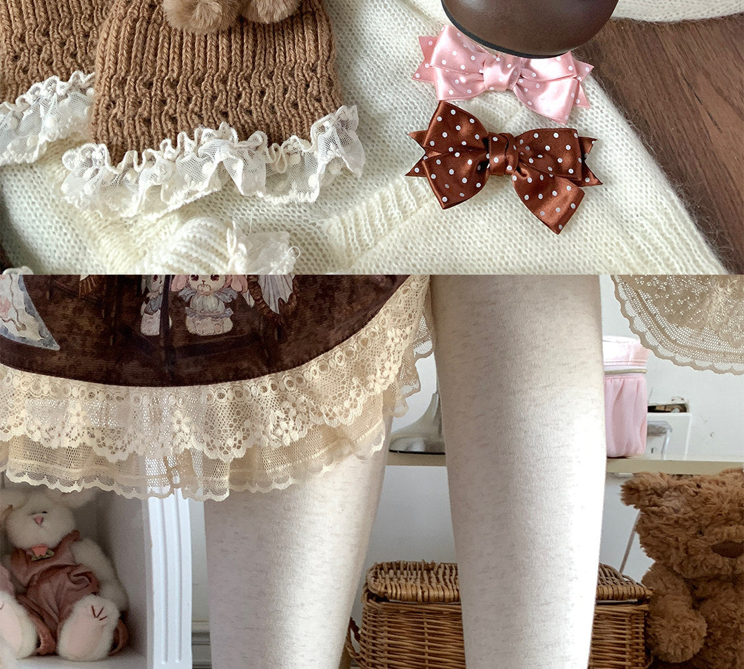 roji roji - Pom-Pom Lace - Socks with Handmade Pom-Poms