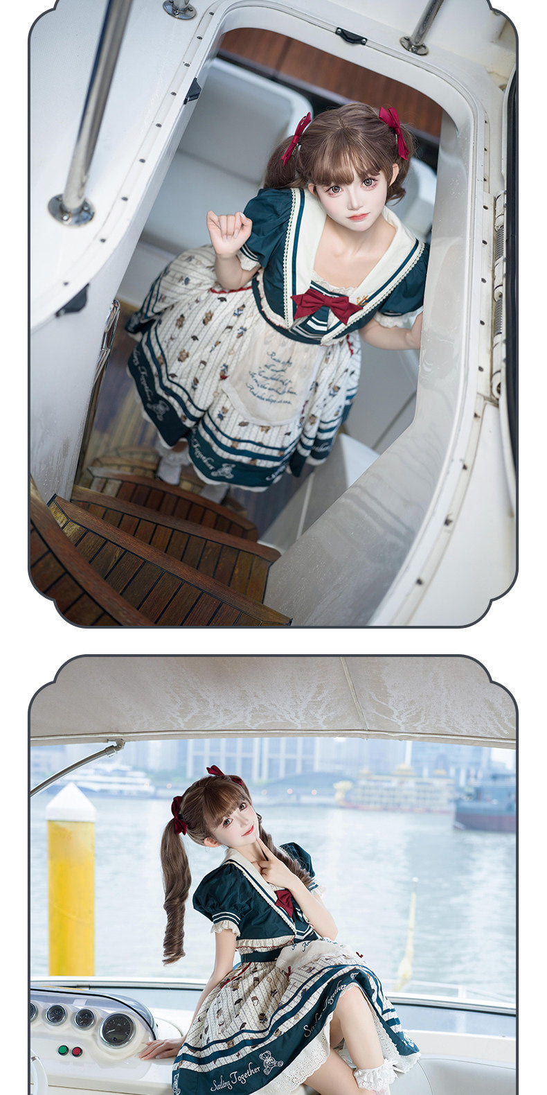 Inmorelli - Sailor Bear Corps - Nautical JSK Dress Set with Red Bow